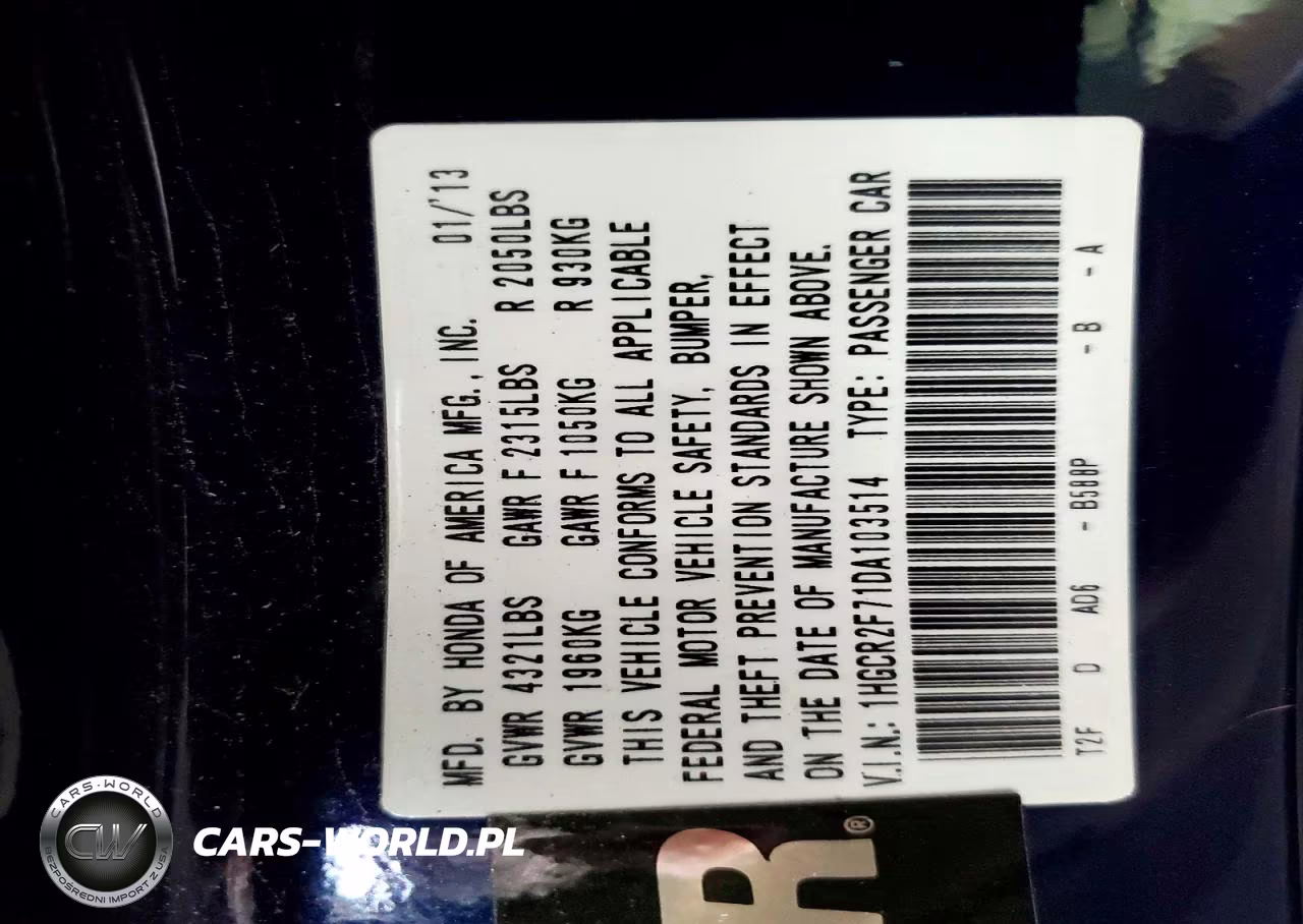 2013 Honda Accord Ex VIN:1HGCR2F71DA103514 - 13