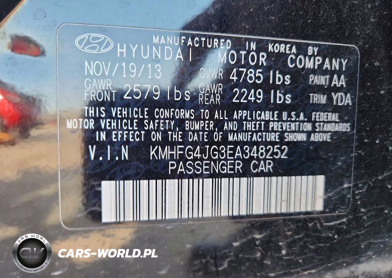 2014 Hyundai Azera VIN:KMHFG4JG3EA348252 - 12