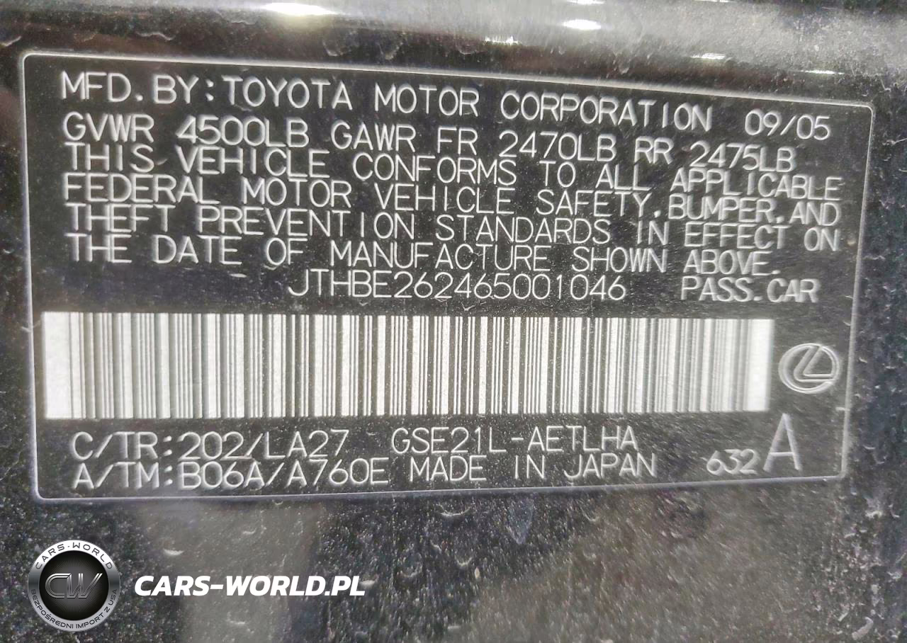 2006 Lexus Is 350 VIN:JTHBE262465001046 - 12