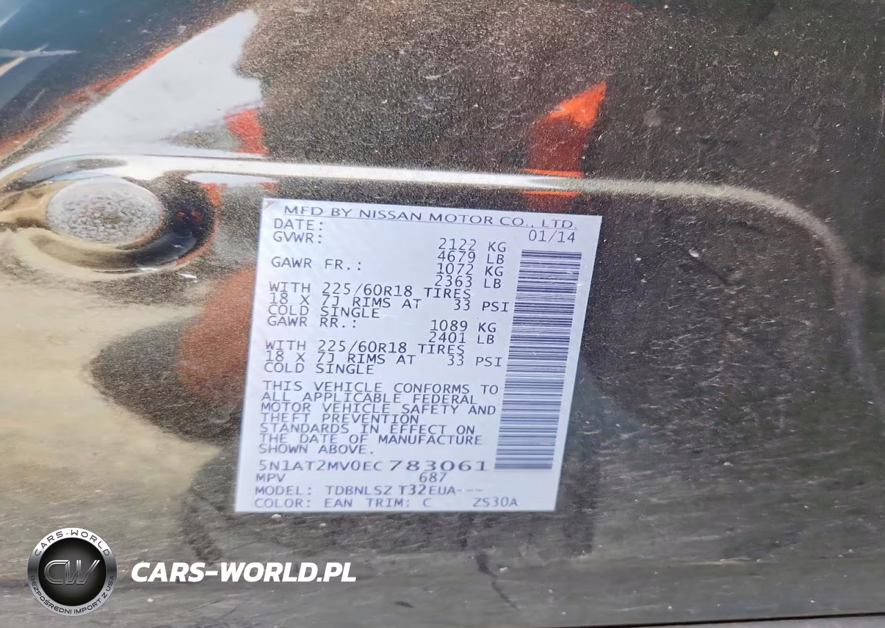2014 Nissan Rogue Sl VIN:5N1AT2MV0EC783061 - 14