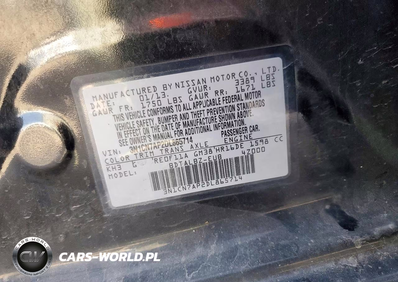 2013 Nissan Versa 1.6 S VIN:3N1CN7AP2DL865714 - 12