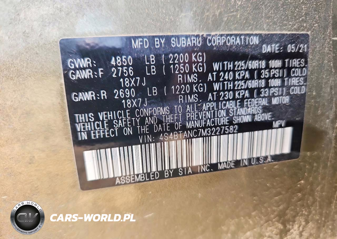 2021 Subaru Outback Limited VIN:4S4BTANC7M3227582 - 13