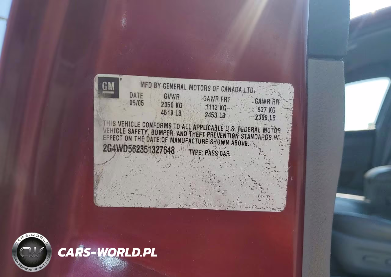 2005 Buick Lacrosse Cxl VIN:2G4WD562351327648 - 12