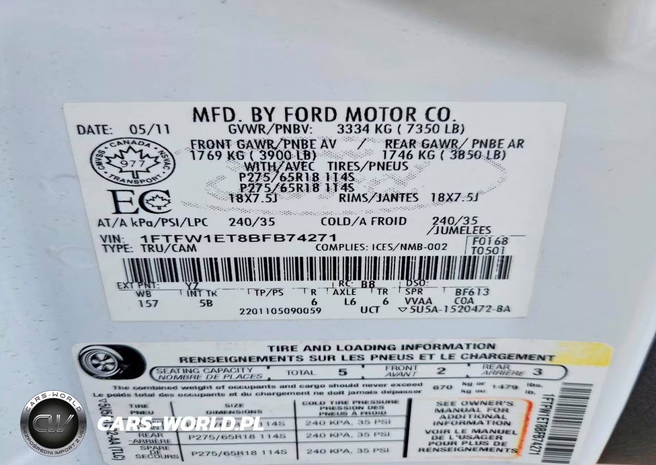 2011 Ford F150 Supercrew VIN:1FTFW1ET8BFB74271 - 12