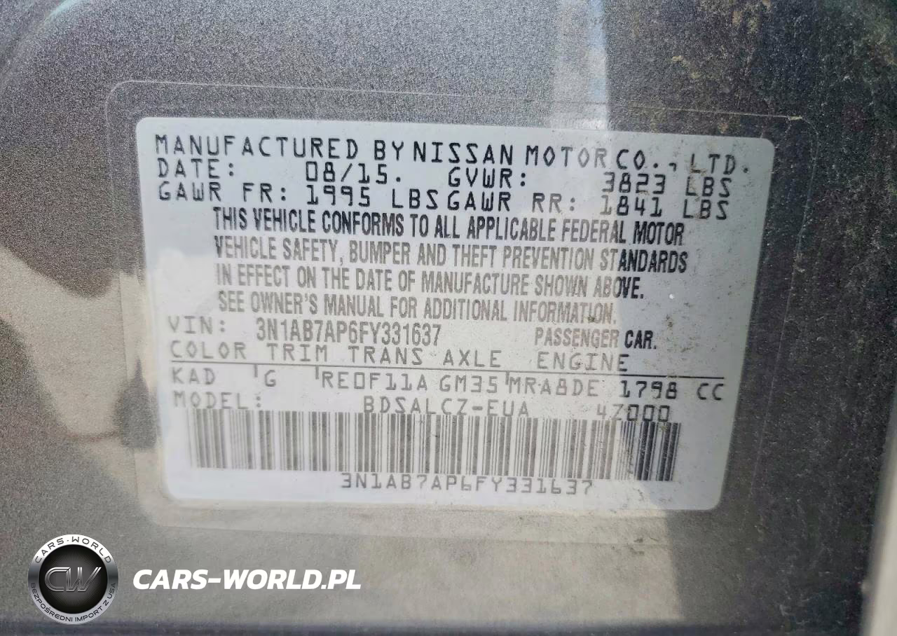2015 Nissan Sentra S VIN:3N1AB7AP6FY331637 - 12