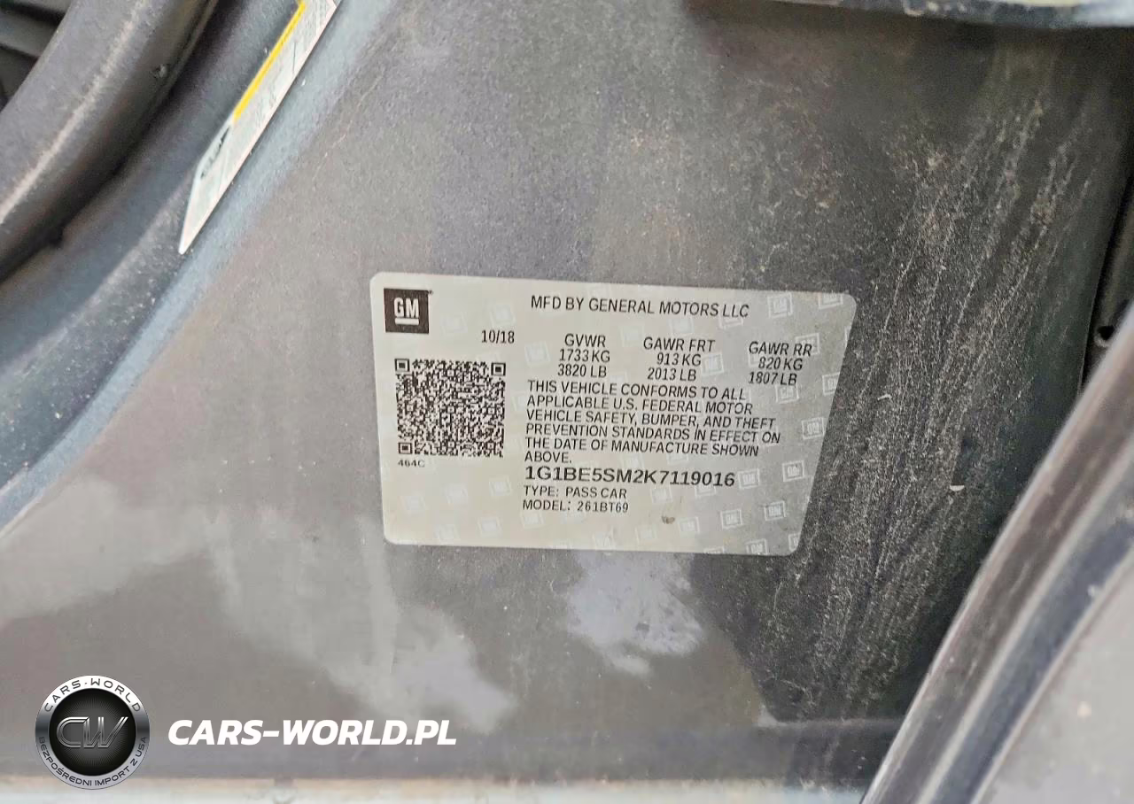2019 Chevrolet Cruze Lt VIN:1G1BE5SM2K7119016 - 13