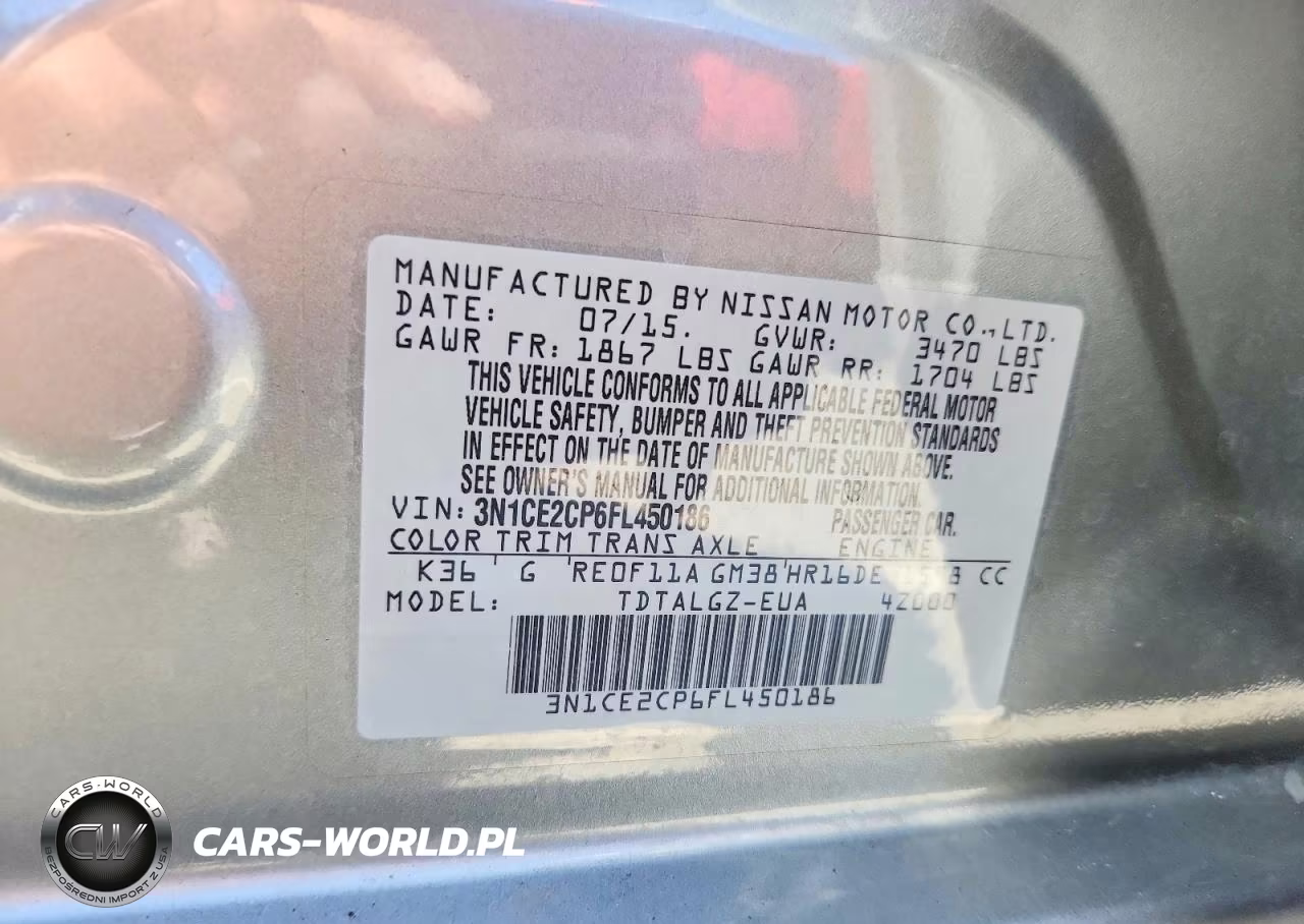 2015 Nissan Versa Note Sr VIN:3N1CE2CP6FL450186 - 12