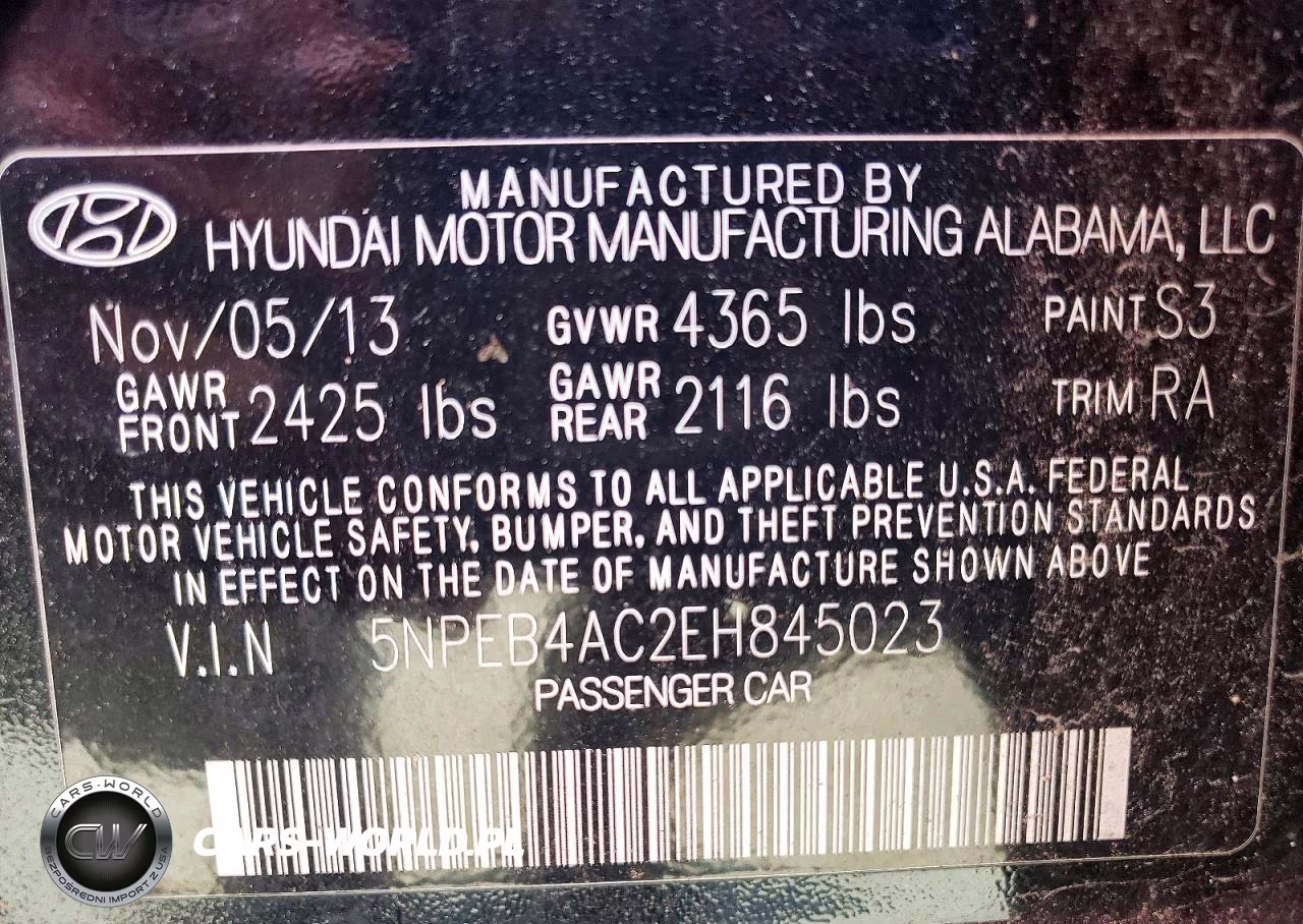 2014 Hyundai Sonata Gls VIN:5NPEB4AC2EH845023 - 12