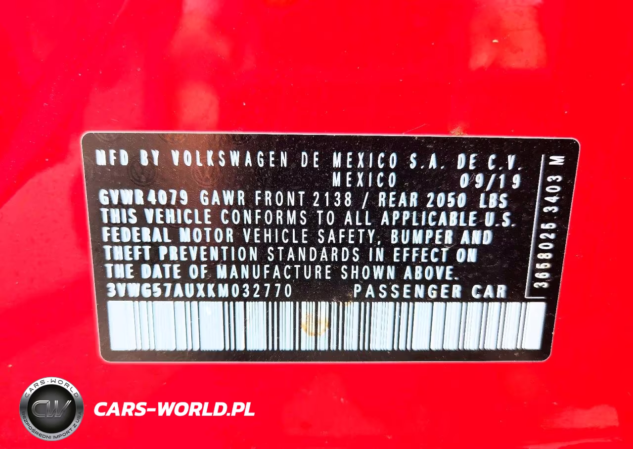 2019 Volkswagen Golf S VIN:3VWG57AUXKM032770 - 12