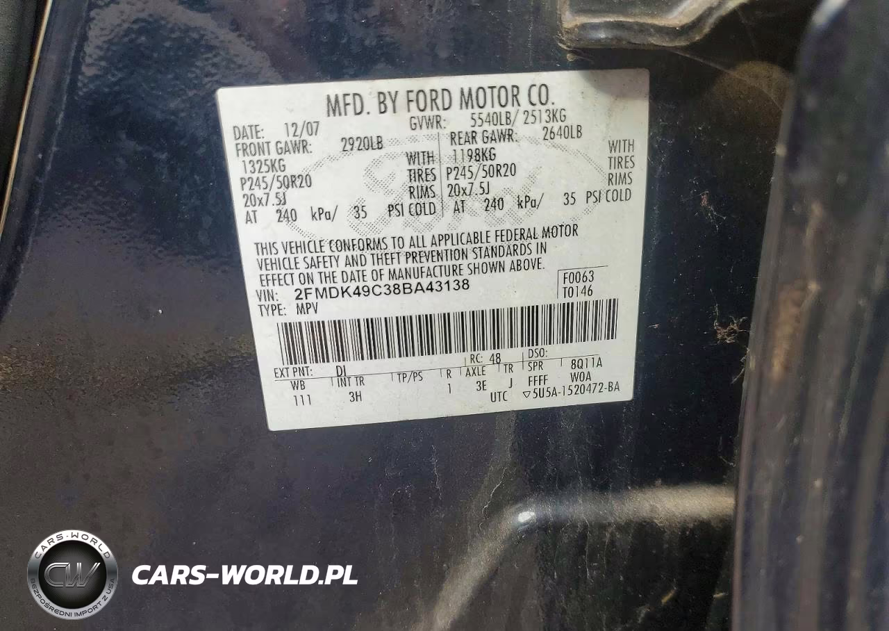2008 Ford Edge Limited VIN:2FMDK49C38BA43138 - 13