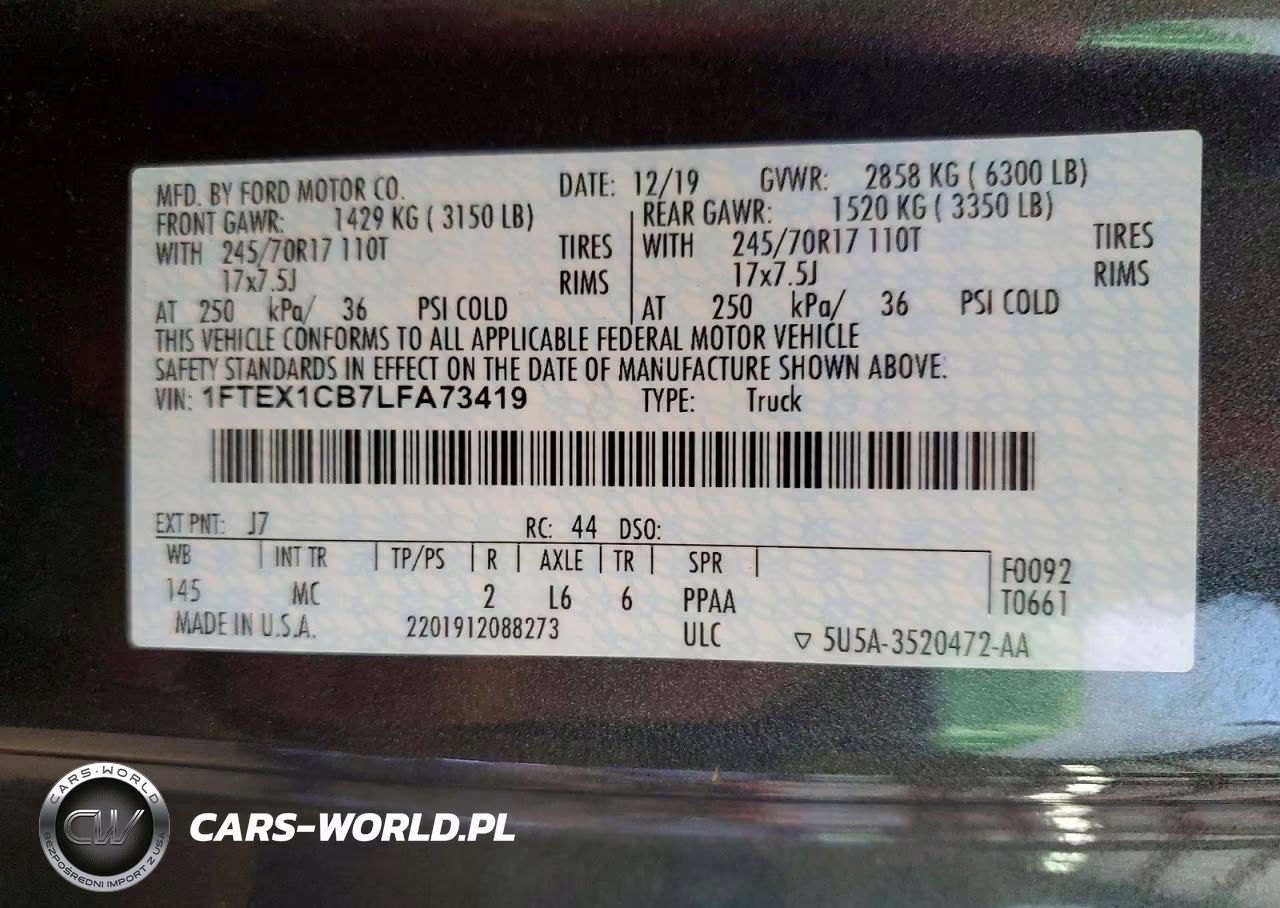 2020 Ford F150 Super Cab VIN:1FTEX1CB7LFA73419 - 12