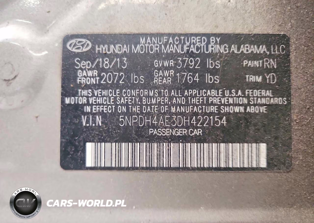 2013 Hyundai Elantra Gls VIN:5NPDH4AE3DH422154 - 12