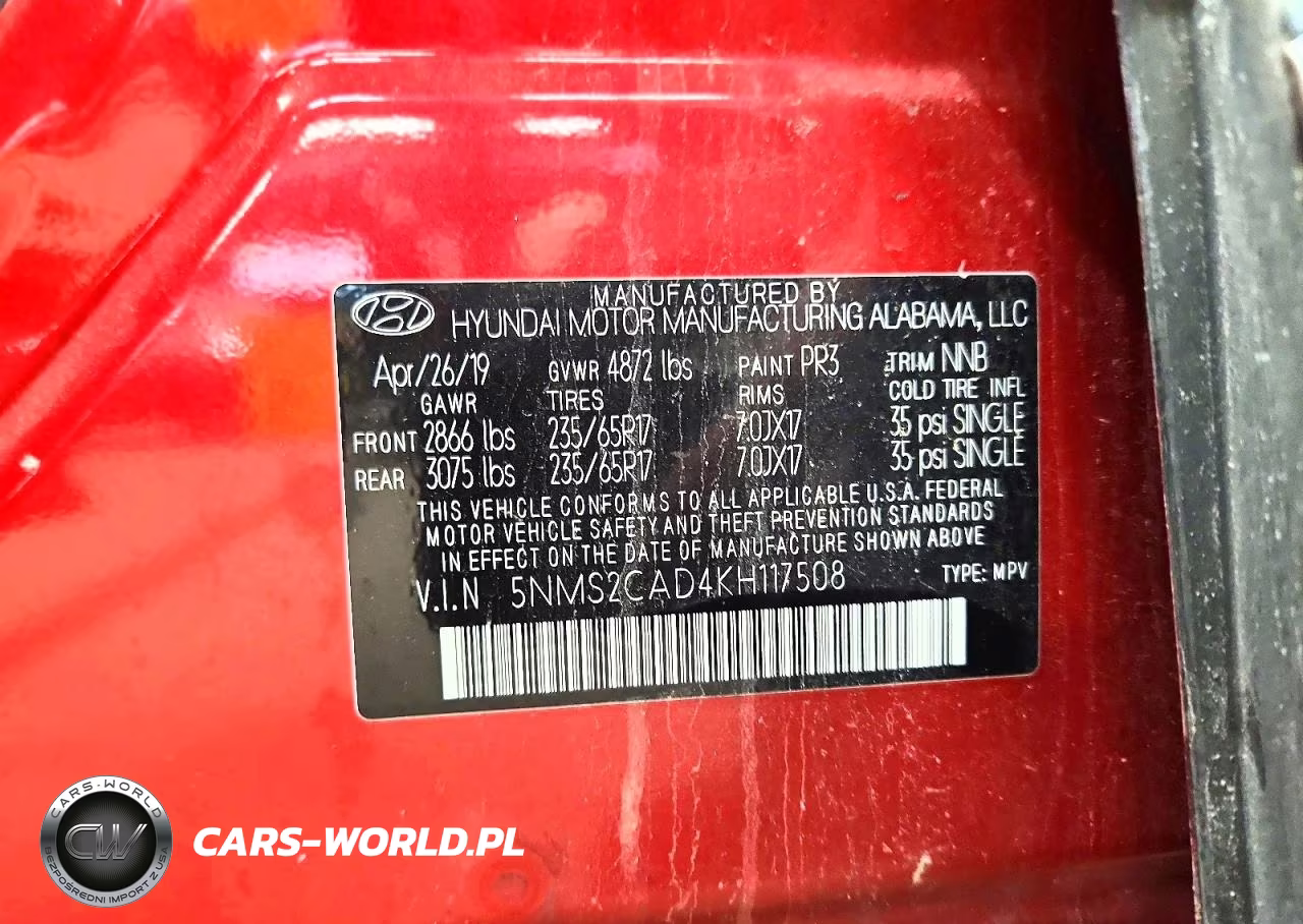 2019 Hyundai Santa Fe Se VIN:5NMS2CAD4KH117508 - 13