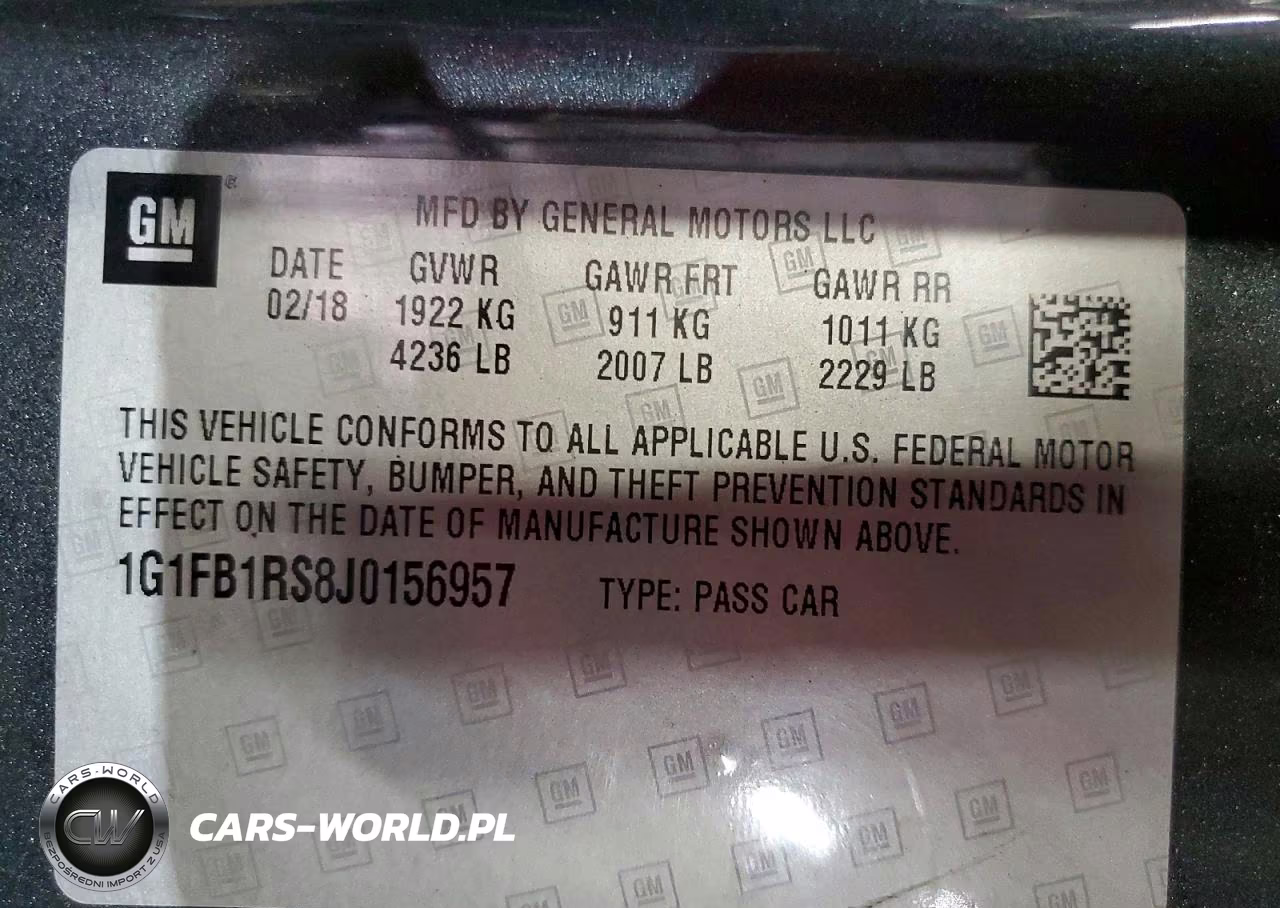 2018 Chevrolet Camaro Lt VIN:1G1FB1RS8J0156957 - 12