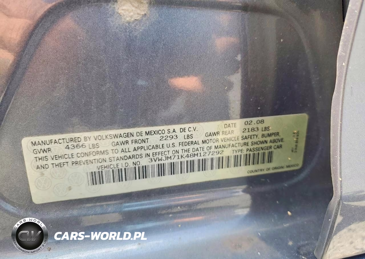 2008 Volkswagen Jetta S VIN:3VWJM71K48M127292 - 12