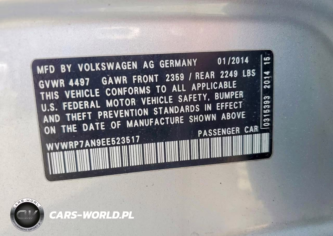 2014 Volkswagen Cc Luxury VIN:WVWRP7AN9EE523517 - 12
