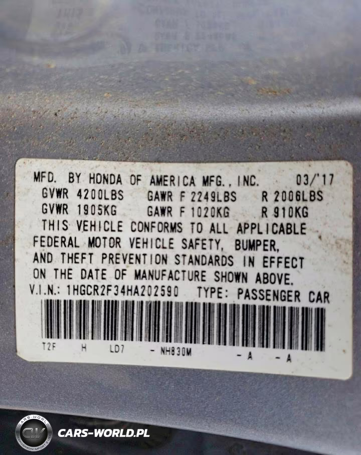 2017 Honda Accord Lx VIN:1HGCR2F34HA202590 - 12