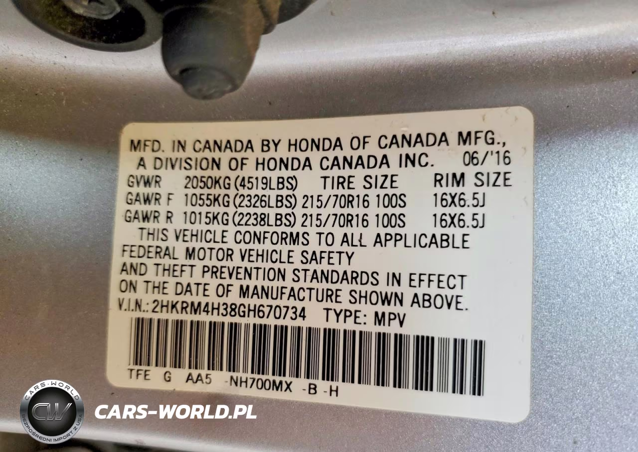 2016 Honda Cr-V Lx VIN:2HKRM4H38GH670734 - 13