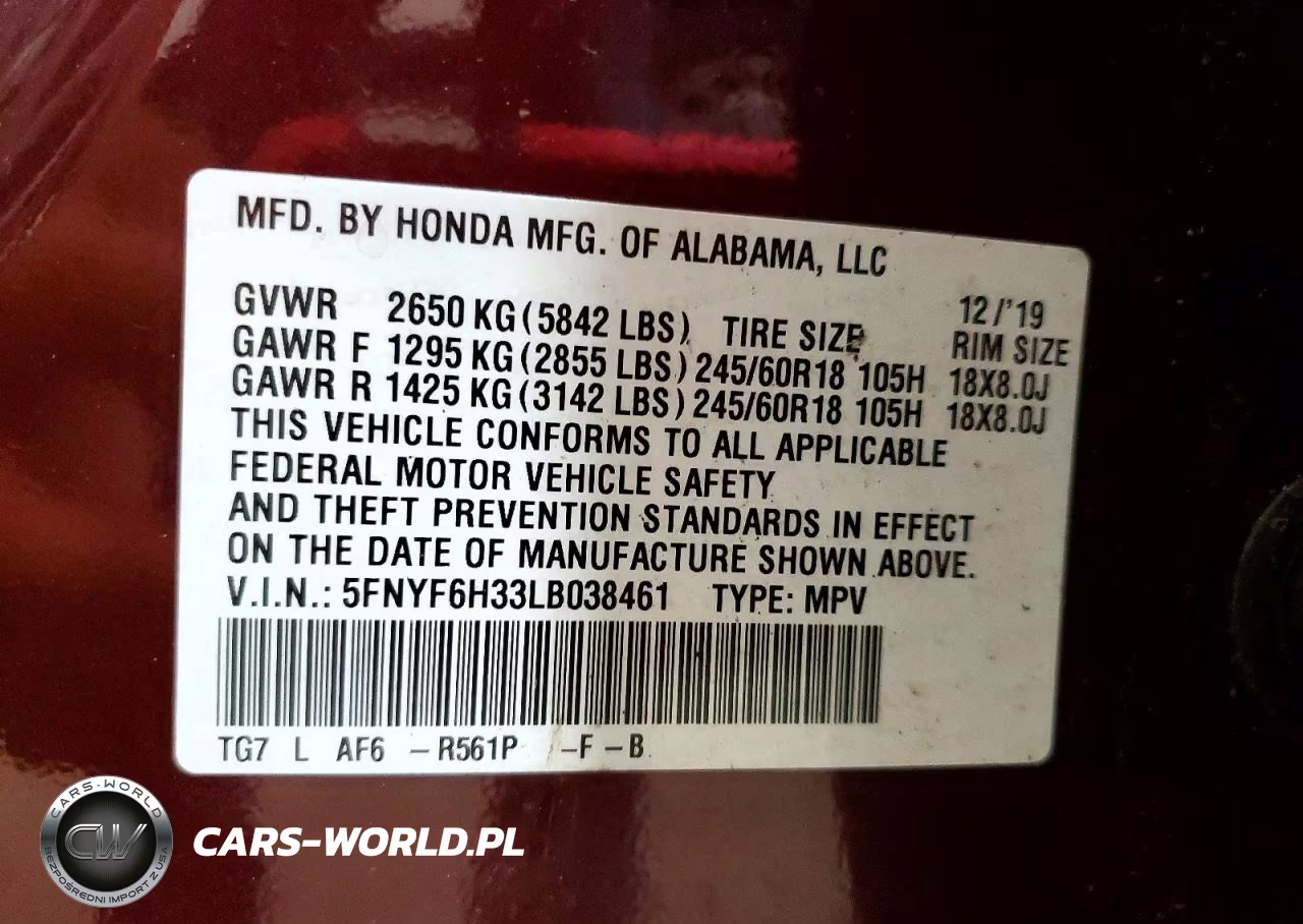 2020 Honda Pilot Ex VIN:5FNYF6H33LB038461 - 13