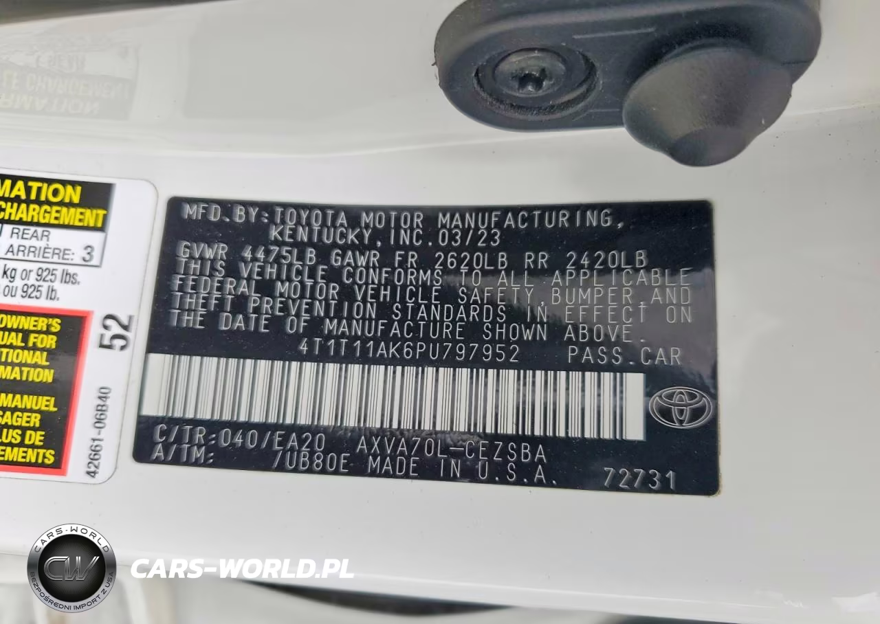 2023 Toyota Camry Se VIN:4T1T11AK6PU797952 - 12