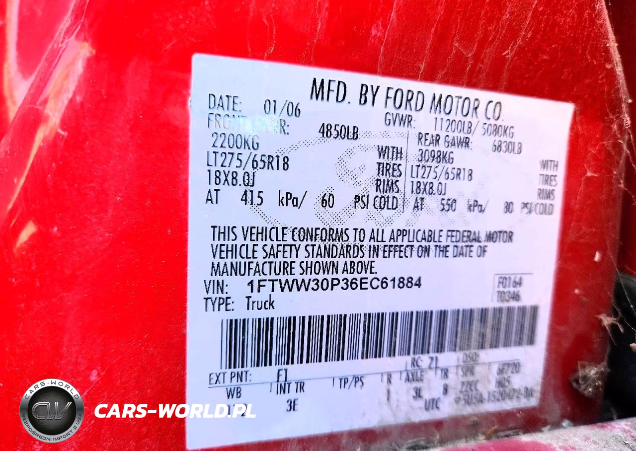 2006 Ford F350 Srw Super Duty VIN:1FTWW30P36EC61884 - 12