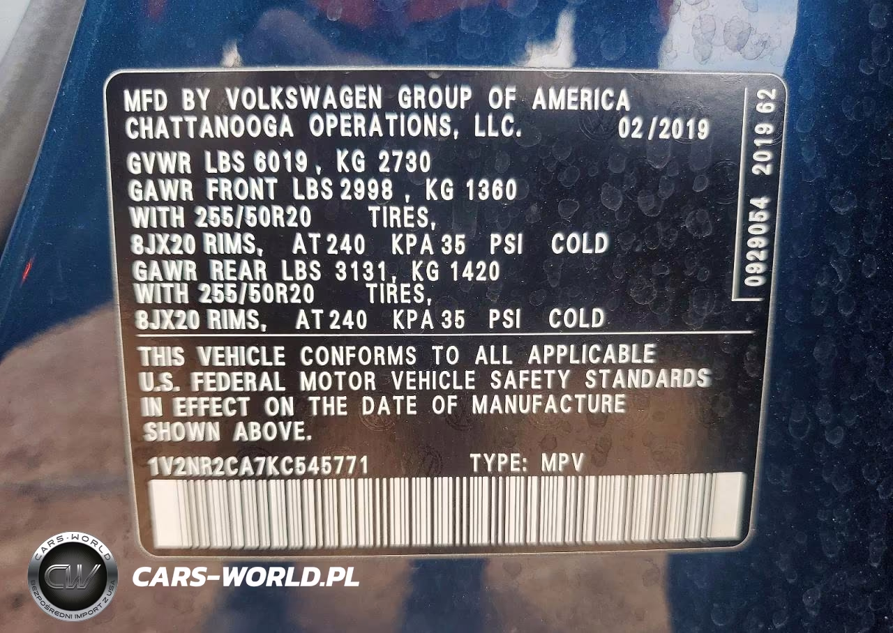 2019 Volkswagen Atlas Sel Premium VIN:1V2NR2CA7KC545771 - 14