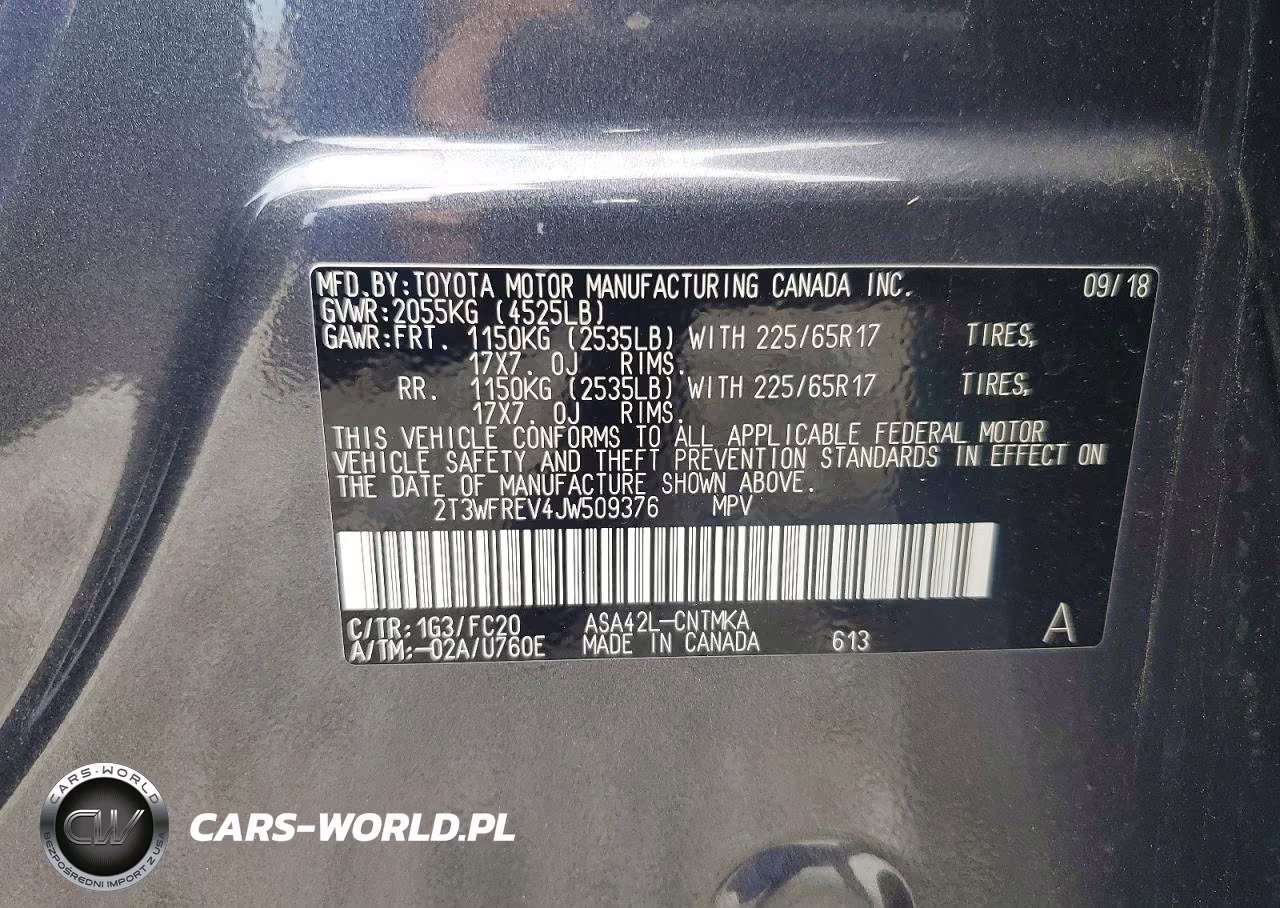 2018 Toyota Rav4 Xle VIN:2T3WFREV4JW509376 - 12