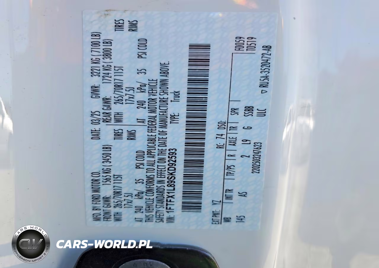 2025 Ford F150 Xl VIN:1FTFX1L89SKD92593 - 13