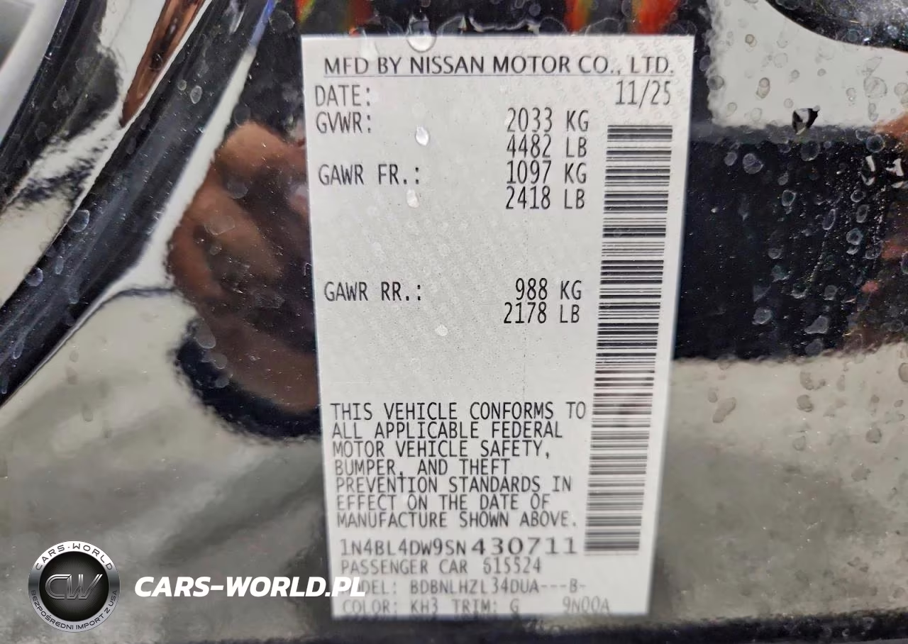 2025 Nissan Altima Sv VIN:1N4BL4DW9SN430711 - 13