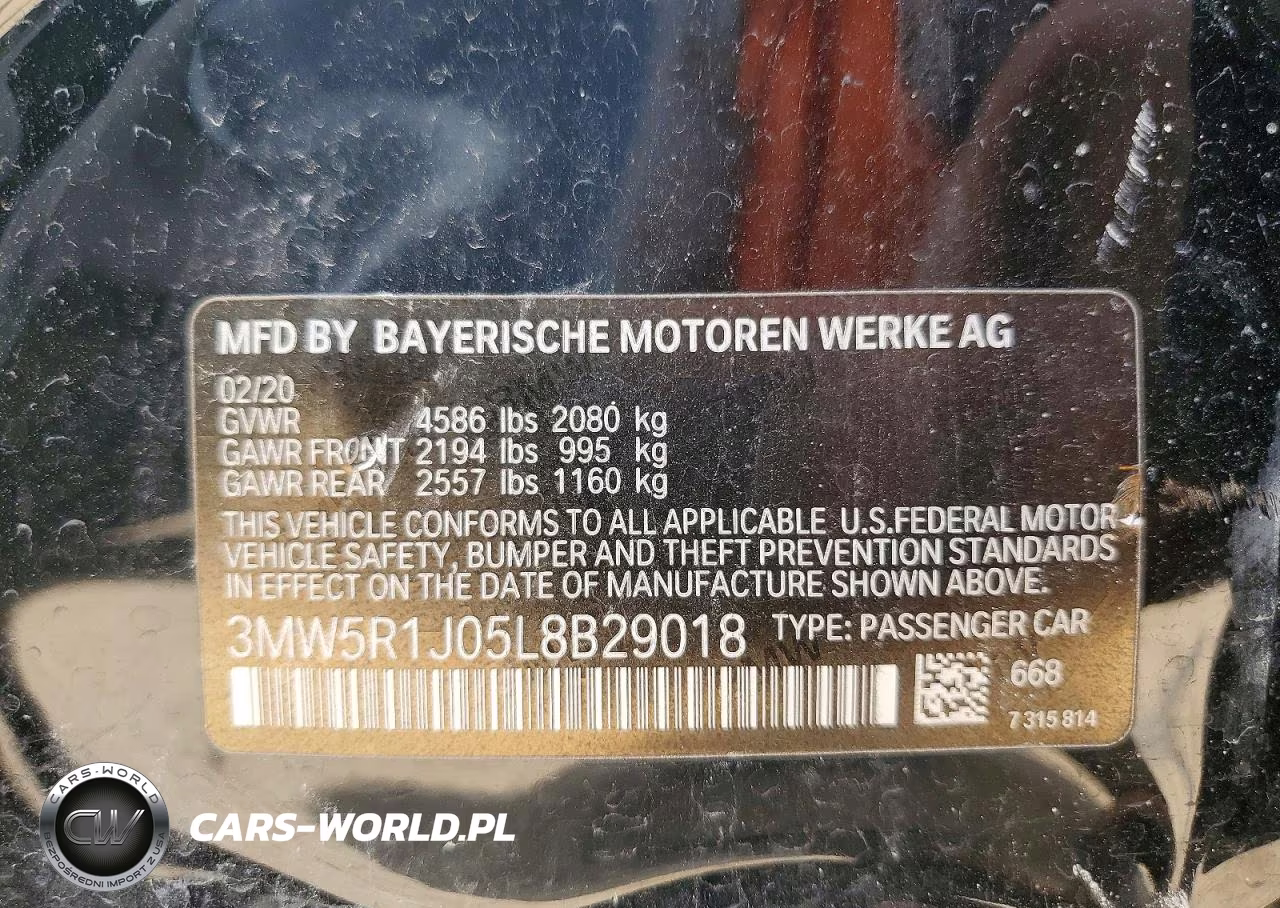 2020 BMW 330I VIN:3MW5R1J05L8B29018 - 12