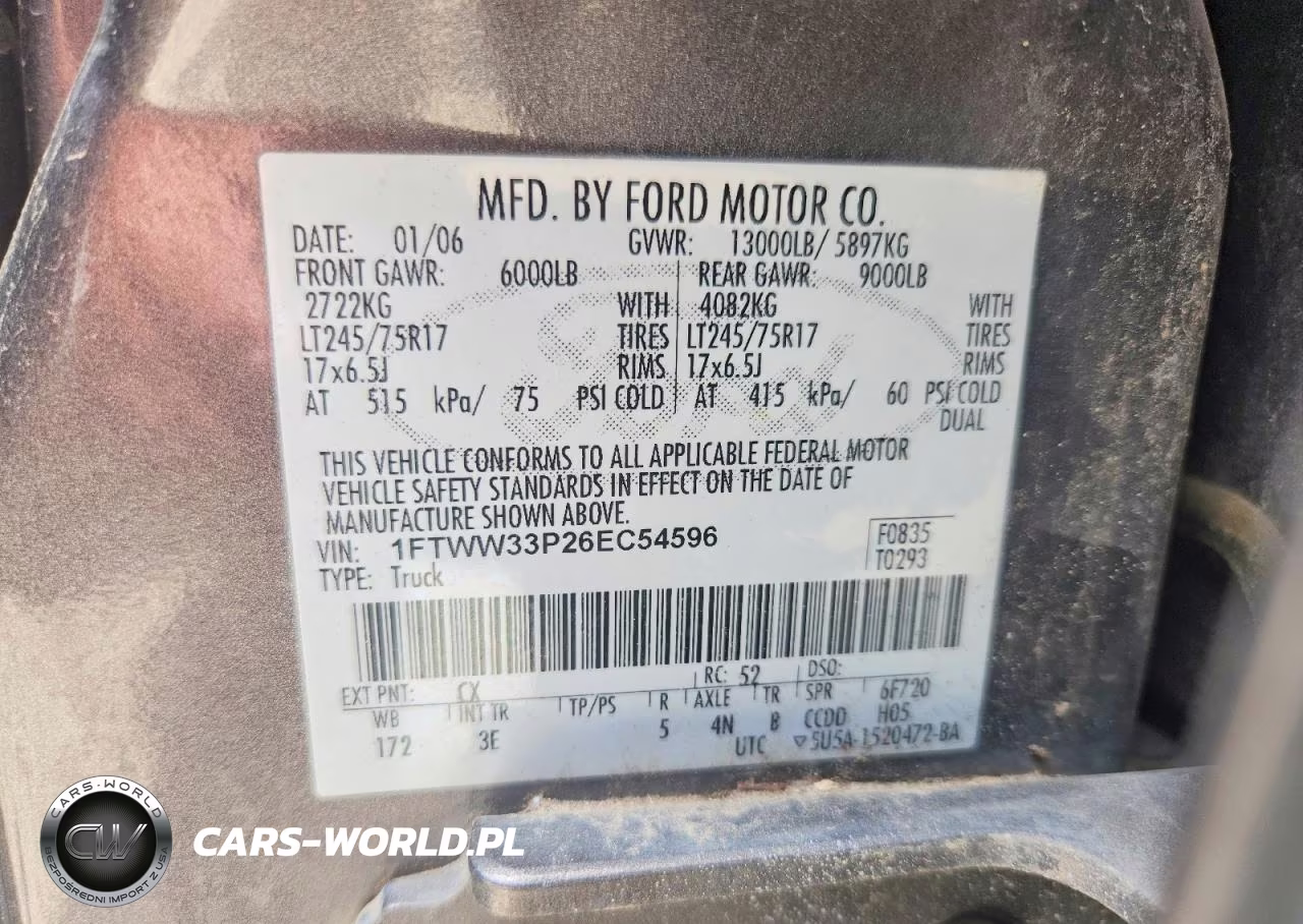 2006 Ford F350 Super Duty VIN:1FTWW33P26EC54596 - 12