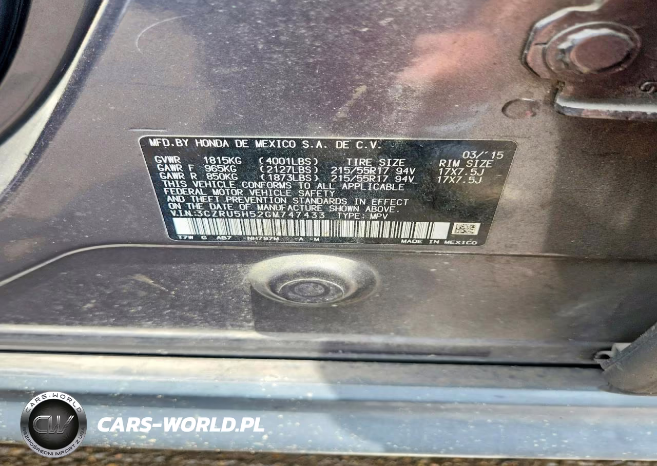 2016 Honda Hr-V Ex VIN:3CZRU5H52GM747433 - 12