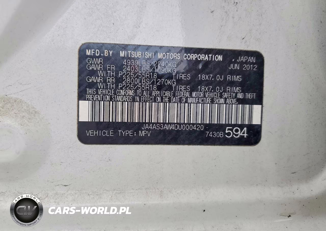 2013 Mitsubishi Outlander Se VIN:JA4AS3AW4DU000420 - 12