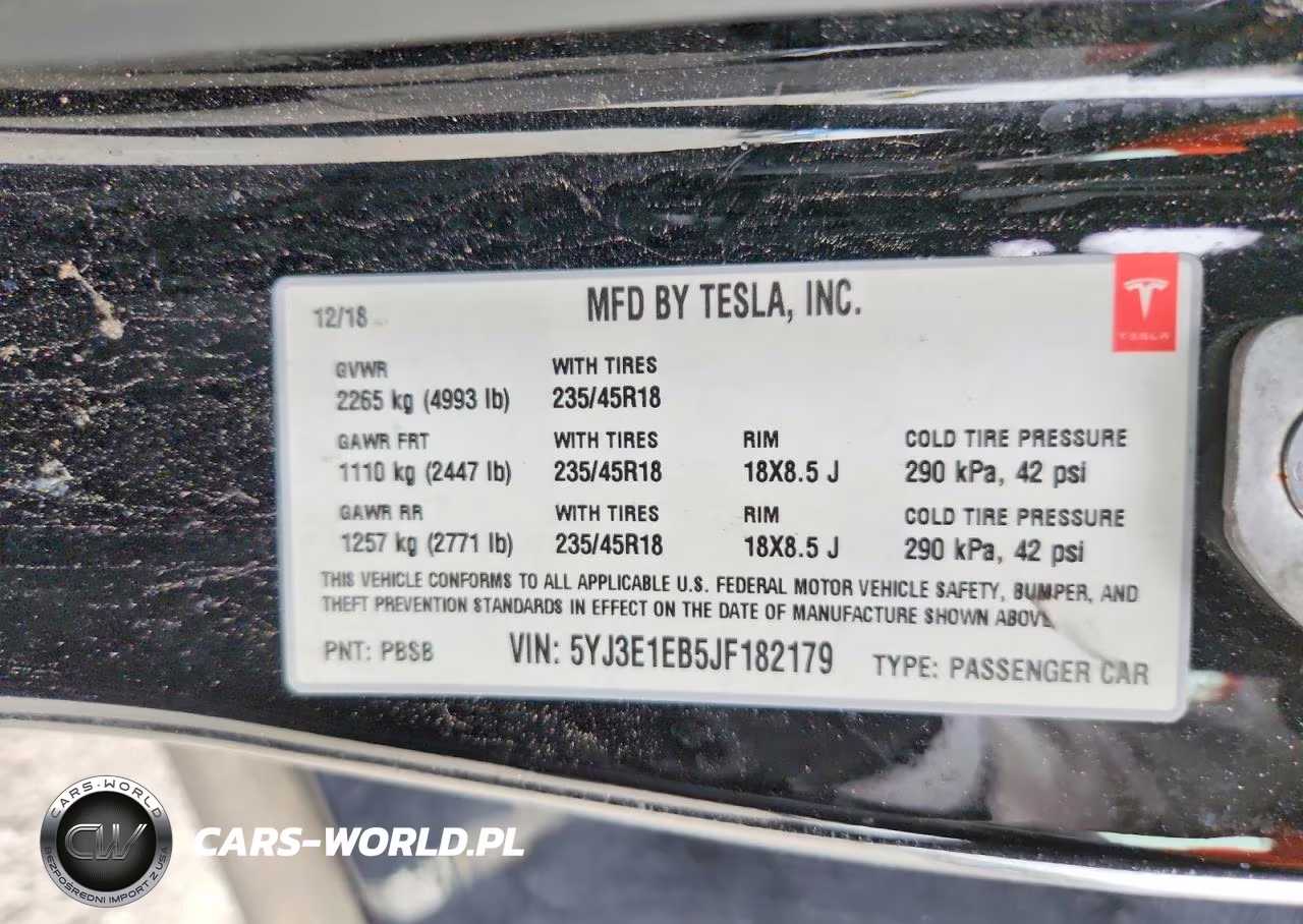 2018 Tesla 3 VIN:5YJ3E1EB5JF182179 - 12
