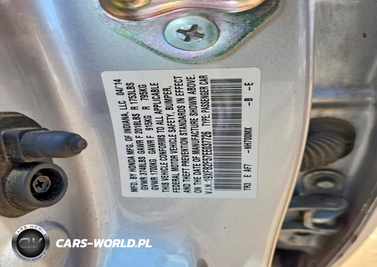 2014 Honda Civic Lx VIN:19XFB2F57EE037726 - 12
