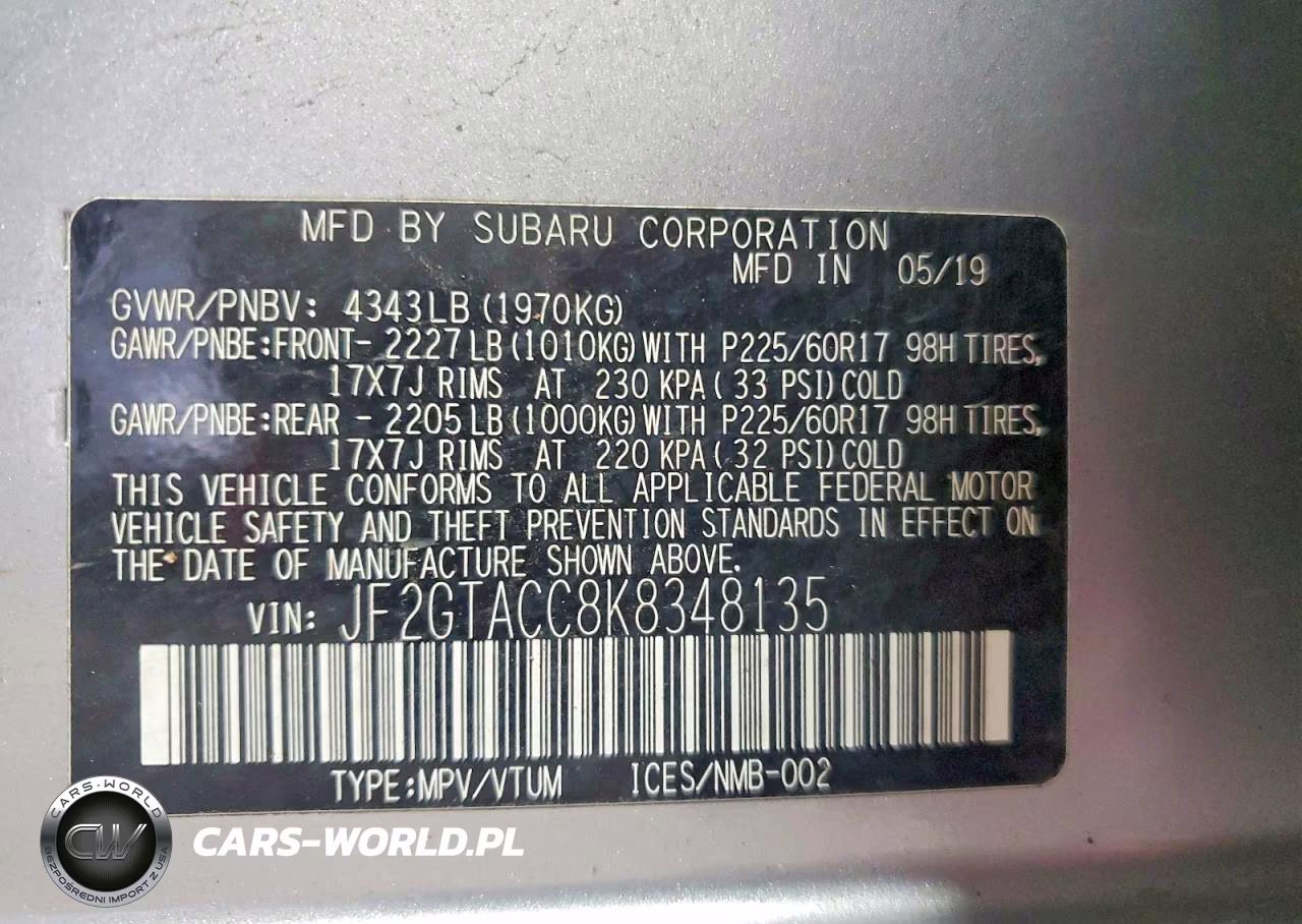 2019 Subaru Crosstrek Premium VIN:JF2GTACC8K8348135 - 14