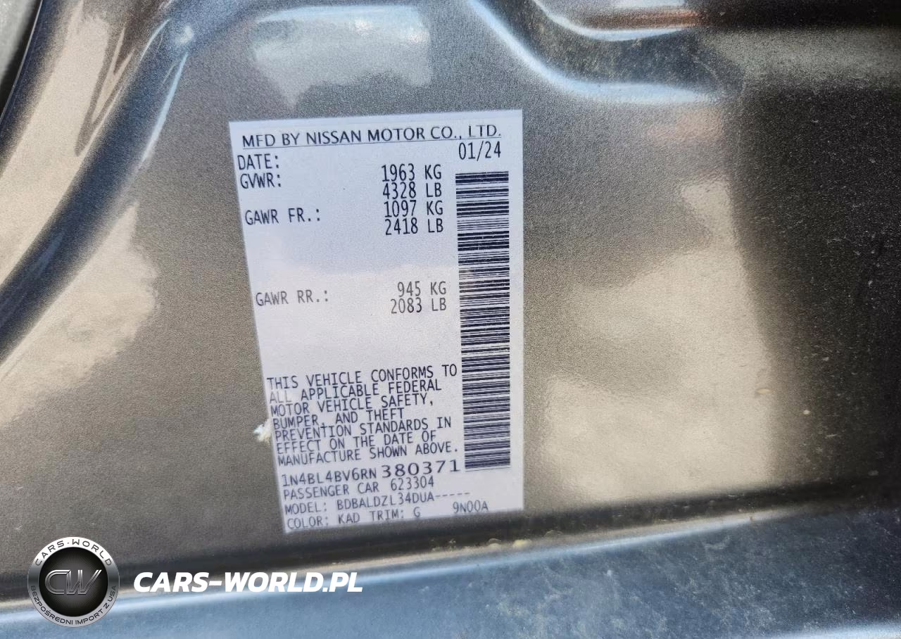 2024 Nissan Altima S VIN:1N4BL4BV6RN380371 - 12