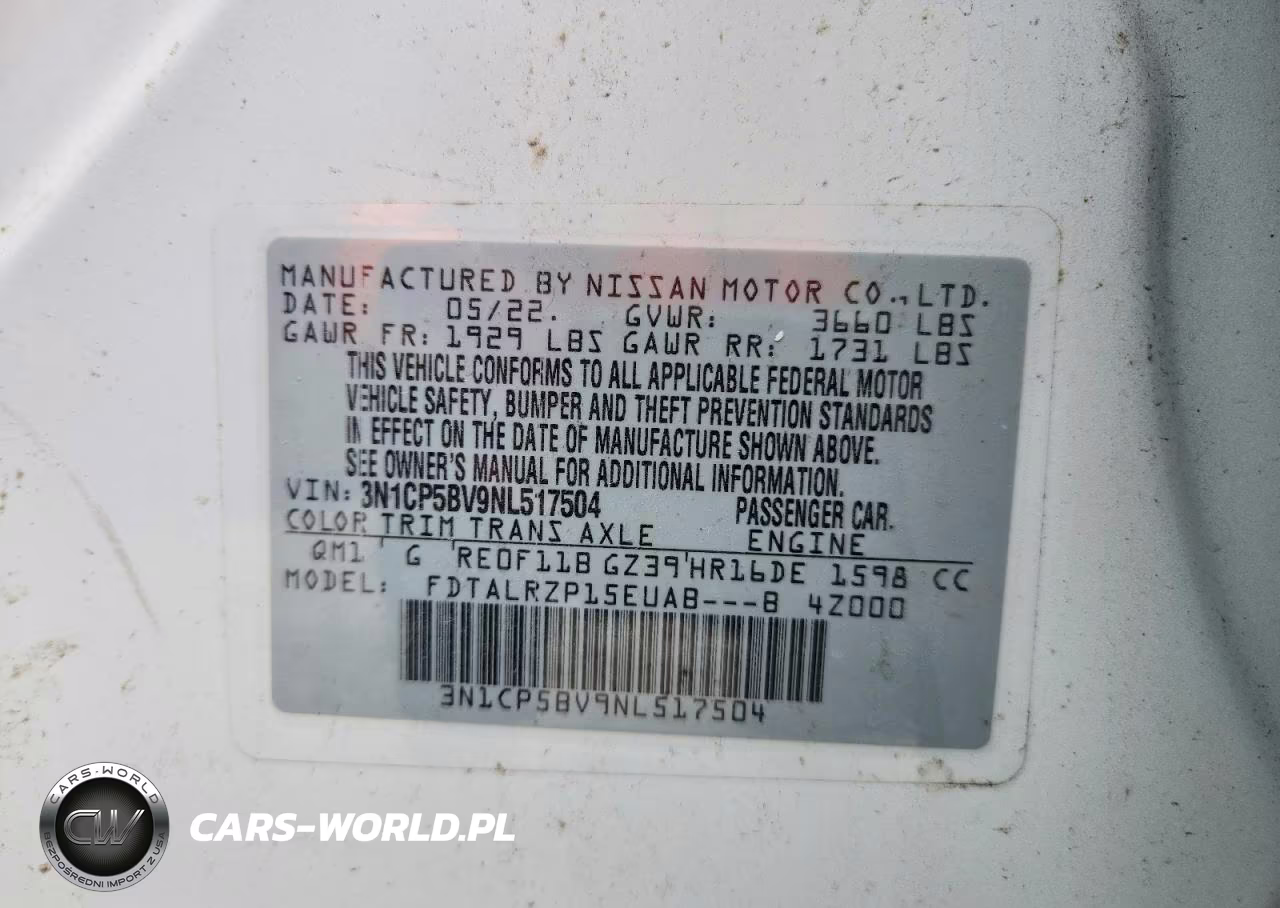 2022 Nissan Kicks S VIN:3N1CP5BV9NL517504 - 13