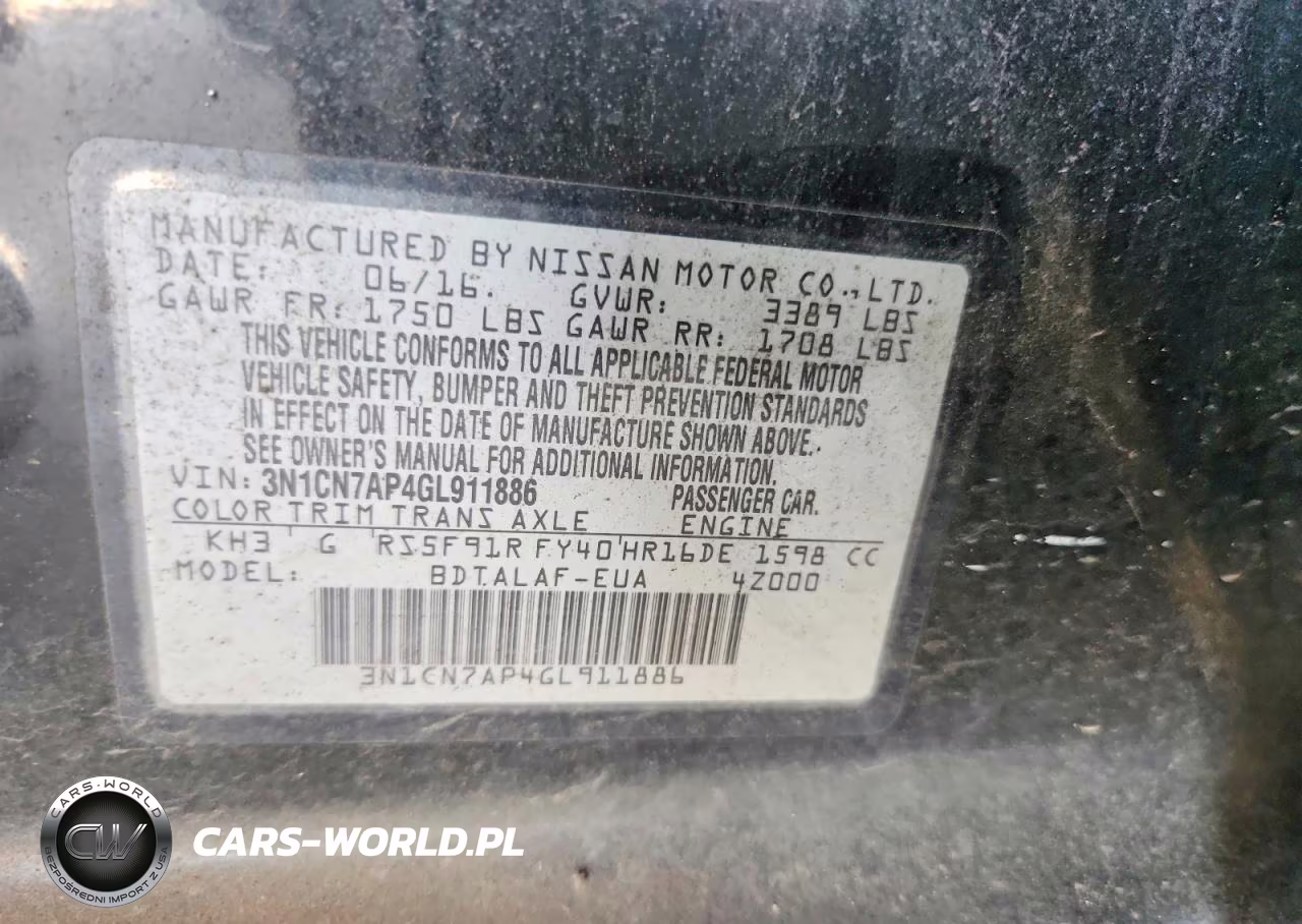 2016 Nissan Versa 1.6 S VIN:3N1CN7AP4GL911886 - 13