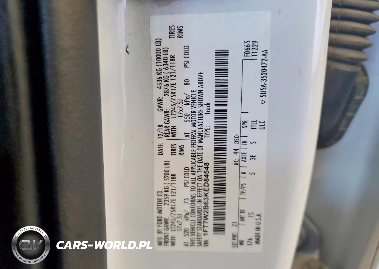 2019 Ford F250 Super Duty VIN:1FT7W2B63KED84548 - 12