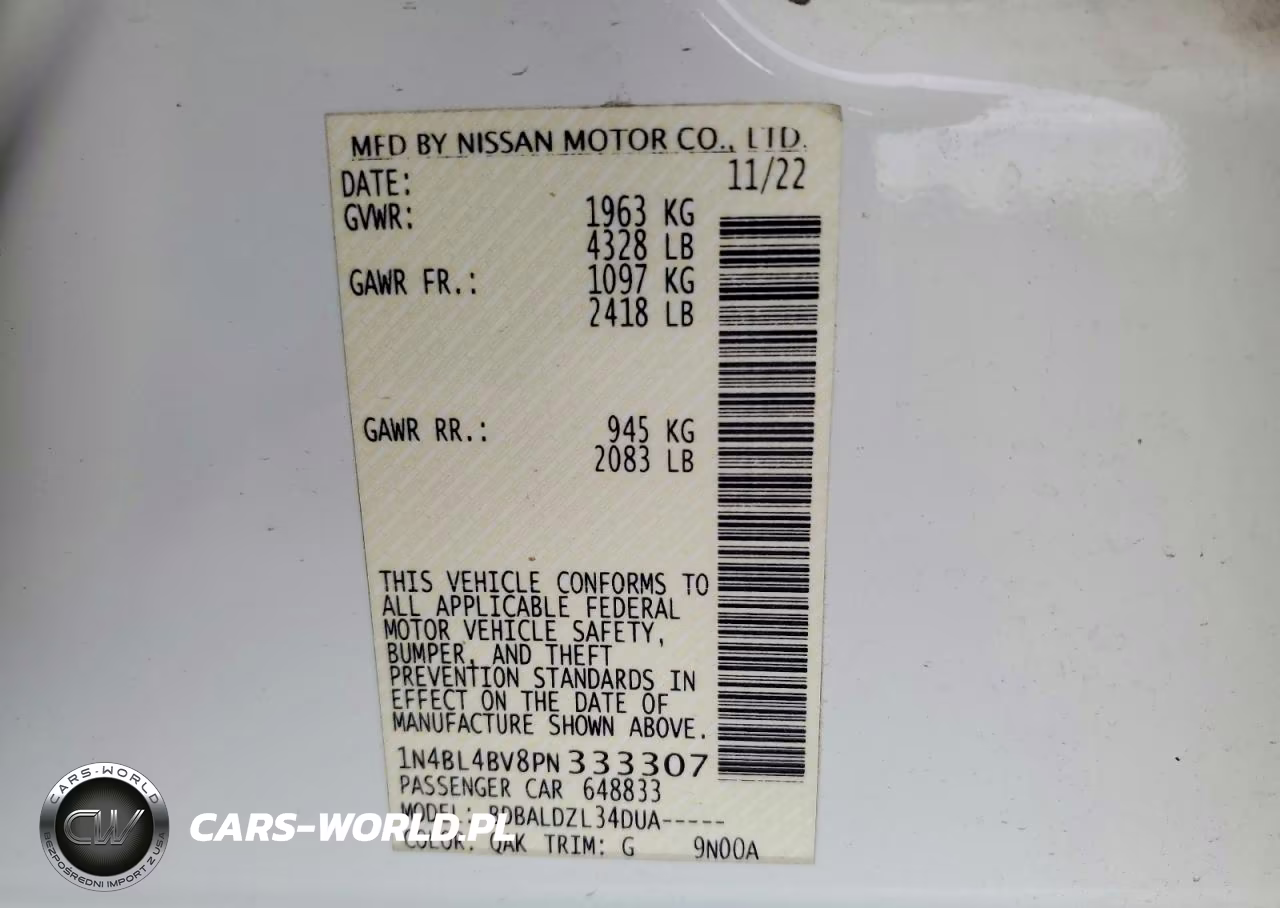 2023 Nissan Altima S VIN:1N4BL4BV8PN333307 - 12