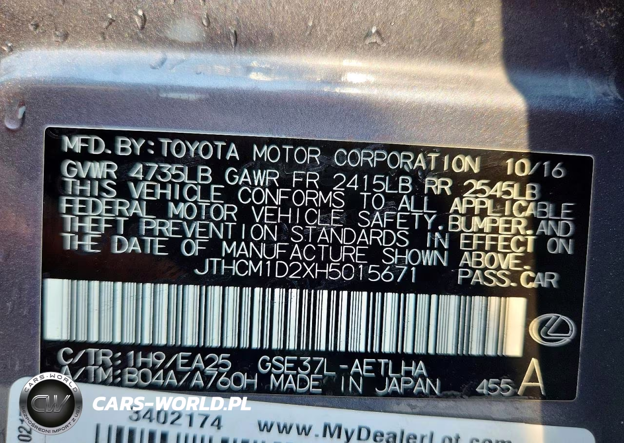 2017 Lexus Is 300 VIN:JTHCM1D2XH5015671 - 13