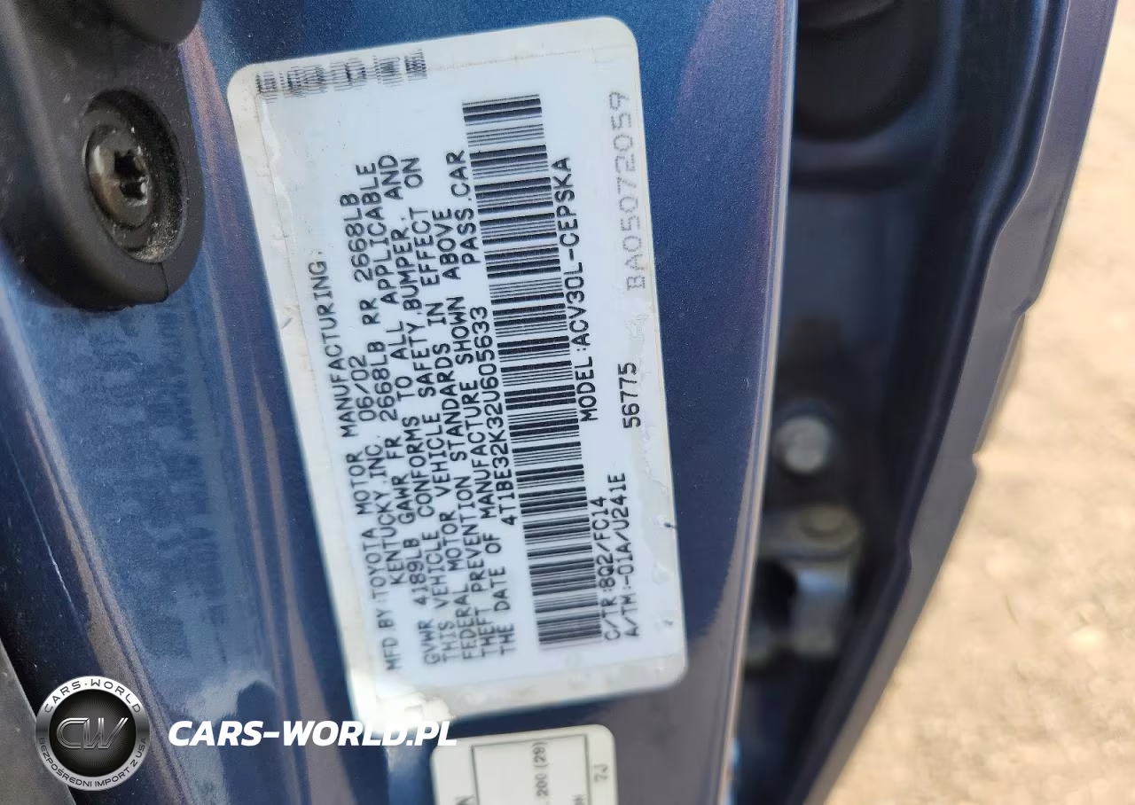 2002 Toyota Camry Se VIN:4T1BE32K32U605633 - 12