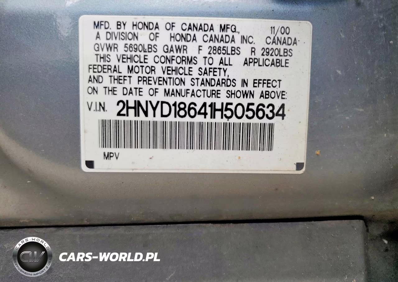 2001 Acura Mdx Touring VIN:2HNYD18641H505634 - 14