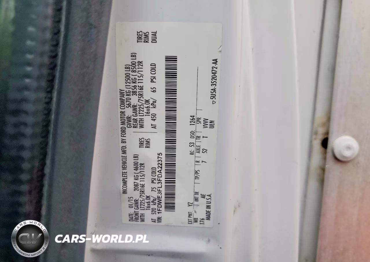 2015 Ford E-350 Cutaway VIN:1FDWE3FL3FDA22375 - 12