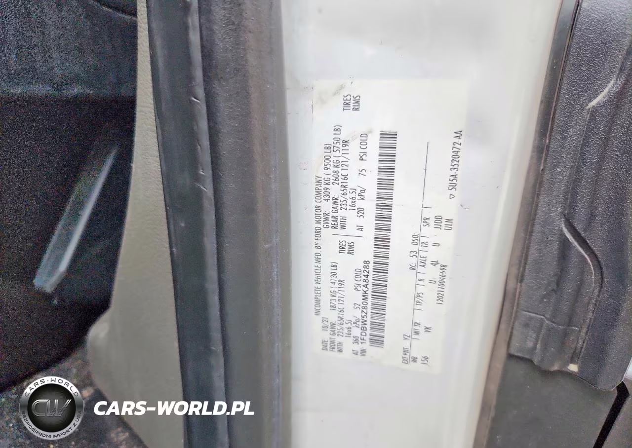 2021 Ford Transit Delivery Truck VIN:1FDBW5Z80MKA84288 - 12