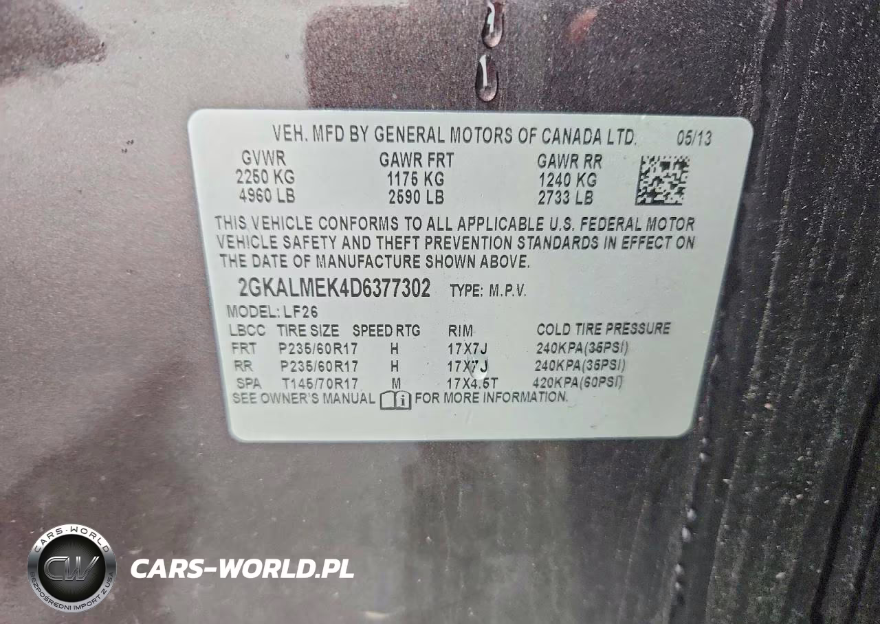 2013 GMC Terrain Sle VIN:2GKALMEK4D6377302 - 13