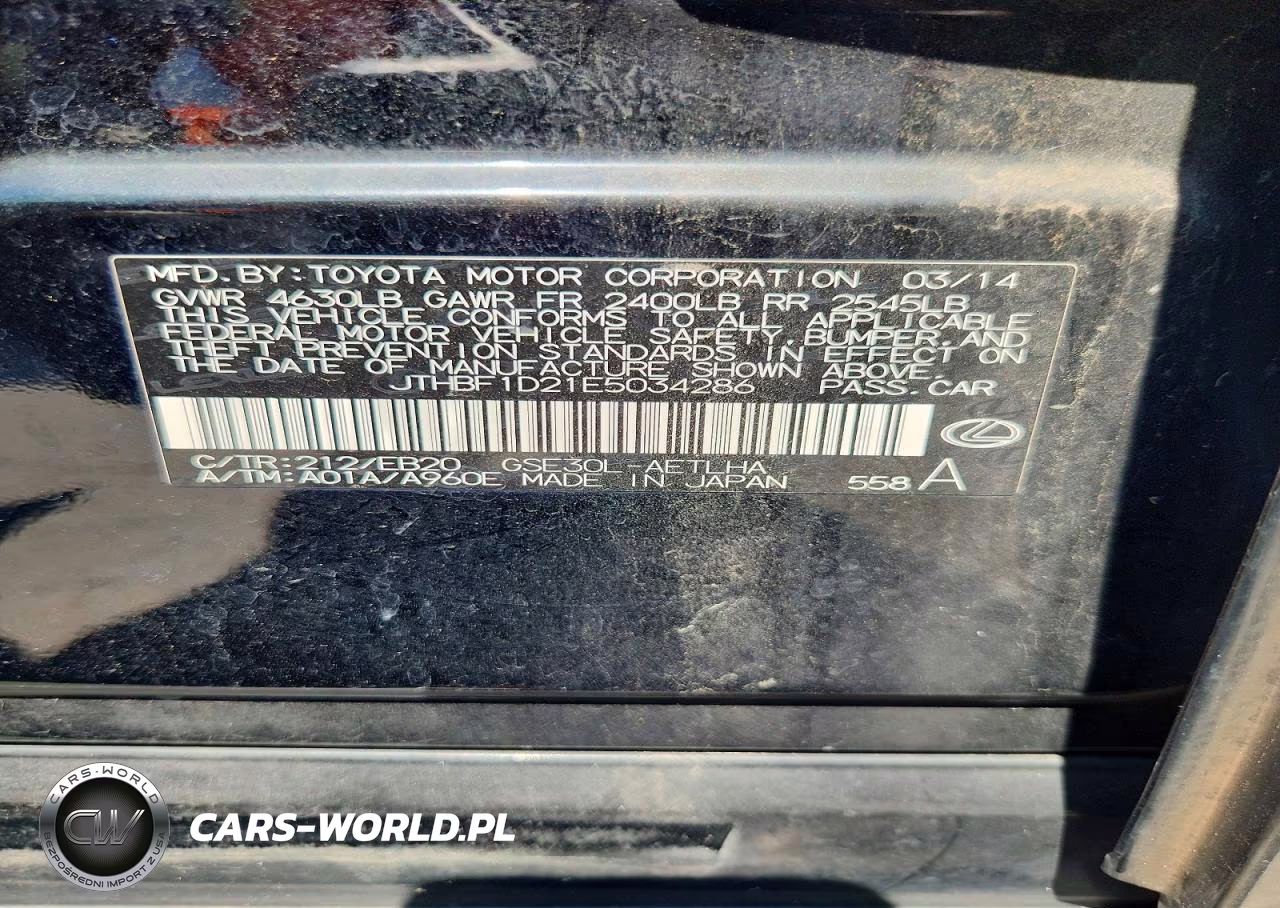 2014 Lexus Is 250 VIN:JTHBF1D21E5034286 - 12