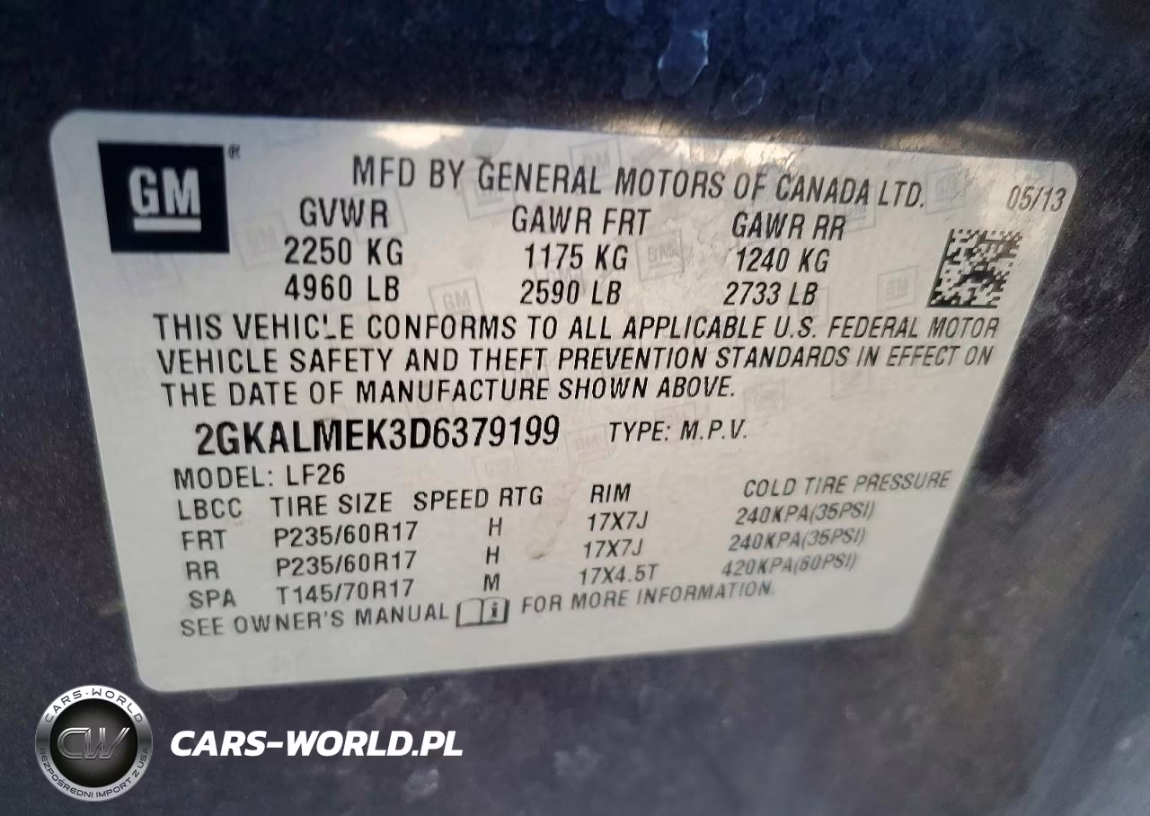 2013 GMC Terrain Sle VIN:2GKALMEK3D6379199 - 12