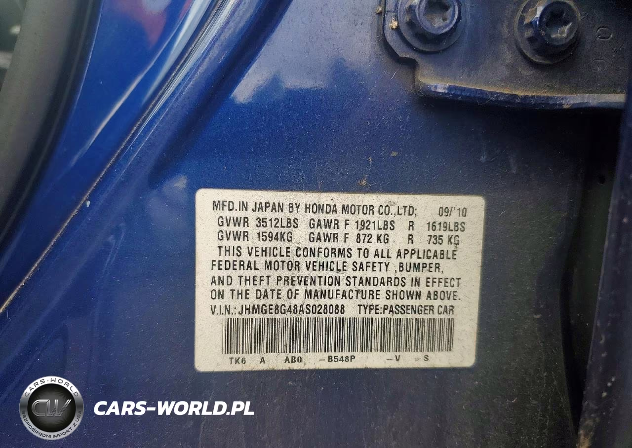 2010 Honda Fit Sport VIN:JHMGE8G48AS028088 - 12
